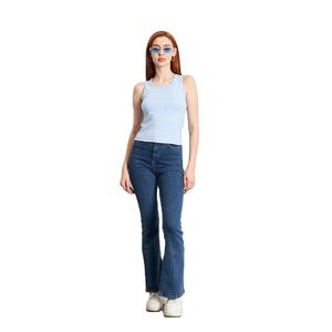 เสื้อกล้ามถักสีฟ้าอ่อนสำหรับผู้หญิง คอกลม แบบเรียบง่าย สวมใส่สบายๆ - Product Image 5