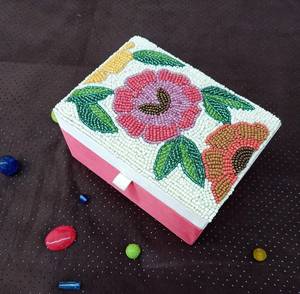 Handmade floral beaded jewelry box <b>Storage</b> <b>Boxes</b> & <b>Bins</b> - Product Image 1