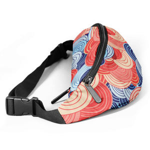 Unisex Geometric Pattern Waist Bag With Zipper Closure For Daily Use - Product Image 2