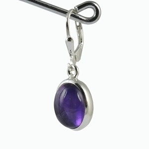 Amethyst Oval 925 Sterling <b>Silver</b> <b>Dangle</b> Drop handmade <b>Earrings</b>, Jewelry Anniversary Birthday Engagement - Product Image 5
