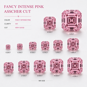 Fournisseur en gros de diamants de laboratoire certifiés IGI, taille Asscher, rose intense fantaisie, 0,50 à 5,00 carats, VS1, diamants en vrac - Product Image 2