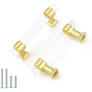 Manijas de Lujo Modernas de Acrílico con Acabado Dorado, Ecológicas y Hechas a Mano, para Puertas, Gabinetes y Cajones, para Uso en Cocina y Baño - Product Image 2