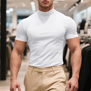 NEW Men's Elastic Casual Regular Fit Embroidered Blank Solid Color Short Sleeve T-Shirt Eco-Friendly <b>Polyester</b> Cotton <b>Tshirt</b> - Product Image 6