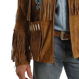 Premium Genuine <b>Suede</b> Leather Fringe <b>Jacket</b> for <b>Men</b> Winter Collection Plain Dyed Finish Custom Fit All Sizes Wholesale - Product Image 4