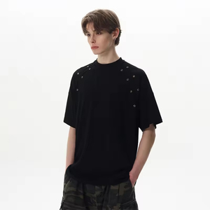 Camisetas Personalizadas con Logotipo Metálico, Diseño de Moda, 100% Algodón, Talla Grande, Camisetas Holgadas para Hombre, Camisetas Lisas para Imprimir - Product Image 3