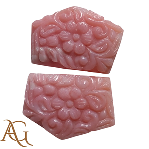 Opale rose naturelle sculptée en intaglio, pierre précieuse en vrac, prix de gros fabricant pour la fabrication de bijoux, calibrée - Product Image 1