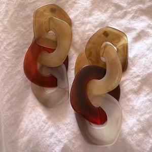 Pendientes de Cadena con Diseño Colorido de Resina, Joyería de Moda, Escultura Artística de Resina, Forma Irregular - Product Image 5