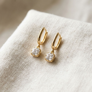 14k gold Hoop <b>Dangle</b> <b>Earrings</b> Cushion Cut <b>diamond</b> Drop <b>Earrings</b> for Women Party Wedding Jewelry - Product Image 5