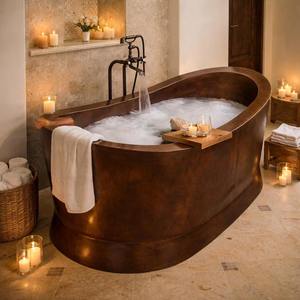 Bañera de Cobre Estilo Vintage, Bañera Artesanal con Patas de Gato para Interiores de Baño Atemporales y Comodidad de Spa en Casa - Product Image 1