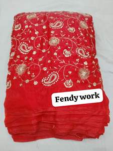 FENDY <b>silk</b> workfabric Exquisite FENDY-Inspired Designer SilkFabric Featuring IntricateArtisanal ThreadworkLuxurious SmoothFinish - Product Image 3