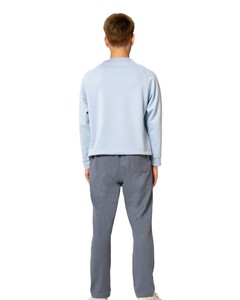 Suéter de punto para hombre, azul claro, con cuello alto y cremallera de un cuarto, manga raglán, corte regular, 100% algodón, térmico, color liso, informal, transpirable - Product Image 3