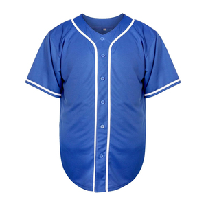 Camiseta Deportiva de Manga Corta con Cuello de Béisbol Azul, Transpirable, de Poliéster, Unisex, para Adultos, Ajuste Regular, Color Sólido - Product Image 1