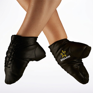 MBAANI Chaussures de danse jazz en toile à talon plat pour femme, chaussures de ballet souples à lacets noires - Product Image 4