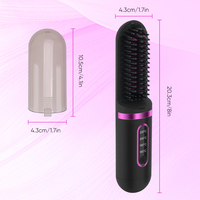 Alat Pelurus Rambut Mini Black Fast Heat, Sisir Panas Elektrik, Dapat Diisi Ulang, Portabel, Tanpa Kabel, untuk Wanita
