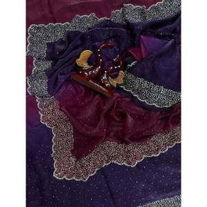 Sari en soie de créateur avec broderie originale Jarkhan Diamond pour mariages - Product Image 3