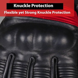 Guantes de Motociclista de Cuero Genuino Encerado de Primera Calidad con Forro Interior Cálido y Acolchado de Espuma para Prevenir Lesiones - Product Image 5