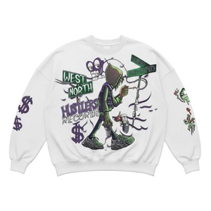 Sudadera de invierno 100% algodón con gráfico personalizado West North Hustlers Records diseño de dibujos animados ropa de calle estampado de pantalla de gran tamaño Unisex - Product Image 2