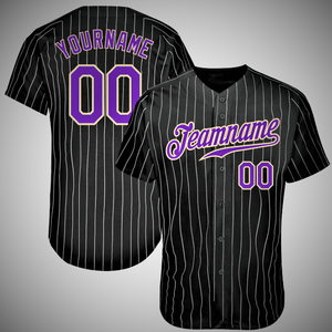 Maillot de baseball personnalisé anti-bactérien à rayures fines, noir, rose, bleu, avec nom et numéro, tenue d'équipe, manches courtes, boutons sur le devant, OEM - Product Image 2