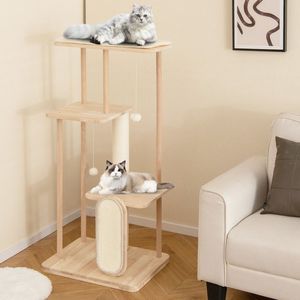 Grande Torre per Gatti in Legno Moderna con Tiragraffi e Palo, Albero per Animali Domestici di Lusso per Interni - Product Image 2