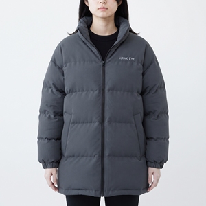 Chaqueta Larga Acolchada para Mujer Hawk Eye, Cuello Alto, Manga Larga, Abrigo de Invierno con Cierre de Cremallera, Color Sólido - Product Image 3