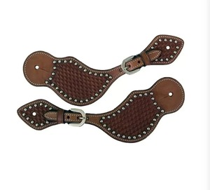 High on Demand <b>Leather</b> Western Horse Saddle Boot Spur Straps Hand <b>Tooled</b> Available At Best Market Price - Product Image 1
