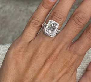 925 Sterling <b>Silver</b> 4.75 Carat <b>Emerald</b> Cut Lab Grown Diamond <b>Ring</b> Gift For Anniversary & Wedding - Product Image 1