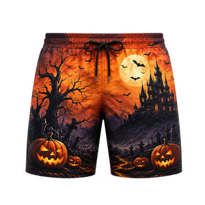 Custom <b>Men</b> Halloween Pumpkin Print Swim Shorts Quick Dry Beach Shorts Lightweight Summer Vacation Swim <b>Trunks</b> OEM ODM Service - Product Image 2