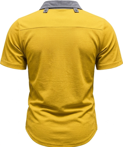 Chemises décontractées d'été pour hommes européens et américains à manches courtes, respirantes, unies, brodées, en polyester/coton tricoté, avec couleurs assorties - Product Image 4