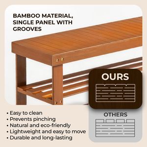Scarpiera Moderna Anticata a 3 Ripiani in Bambù Finitura Noce 90x28x45 cm per Organizzazione Scarpe in Ingresso o Soggiorno - Product Image 6