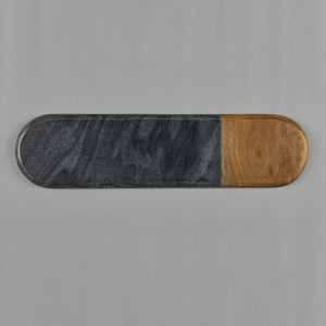 Grande planche à découper en marbre noir et bois d'acacia, plateau de service pour charcuterie, saucisses et snacks, idéal pour les fêtes de déménagement - Product Image 3