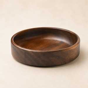 Bol de service classique artisanal en bois naturel pour les fêtes, la cuisine, les fruits, les collations, les salades, plat décoratif - Product Image 1