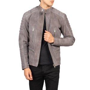 Professional Winter Manufacture Wholesale High Quality Customizable Grey <b>Suede</b> Biker <b>Jacket</b> Stand Collar Casual Motodbike <b>Jacket</b> - Product Image 2