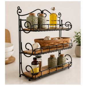 Estante Organizador de Hierbas y Especias de Hierro Forjado de 3 Niveles Estilo Vintage, Estante de Almacenamiento para Cocina, Frascos y Condimentos para una Organización del Hogar que Ahorra Espacio - Product Image 6