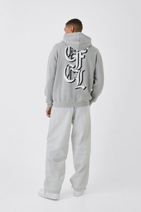 OEM Regular Fit Grey Zipper Hoodie Custom Puff Printing High Quality 100% Cotton Fleece Anti-Wrinkle Breathable Embroidered - Product Image 3
