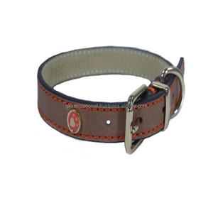 Collier pour chien en cuir entièrement rembourré, objet de luxe robuste, couleur variable, grain supérieur, finition nickel, objet pour animaux domestiques - Product Image 3