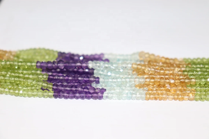 Perles naturelles multi-pierres précieuses à facettes Rondelle perles péridot perles de pierres précieuses perles d'améthyste aigue-marine - Product Image 3
