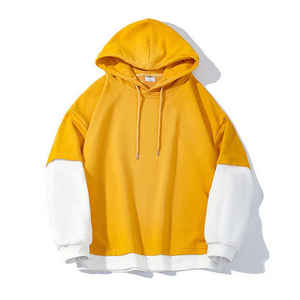 Sweat à capuche colorblock pour homme, coupe oversize, manches raglan, panneaux contrastants, ourlet superposé, en molleton, style streetwear décontracté, vente en gros - Product Image 4