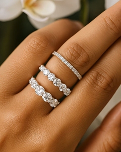 Luxury 925 <b>Sterling</b> <b>Silver</b> Moissanite Diamond Eternity Band – Stackable Wedding <b>Rings</b> <b>Set</b> for Women, Custom Jewelry Wholesale - Product Image 1