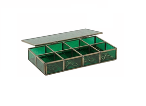 Caja de Joyería de Latón con Forma de Media Luna, de Vidrio Premium, con Paneles con Detalles en Oro, para Regalo, Contenedor de Almacenamiento - Product Image 5
