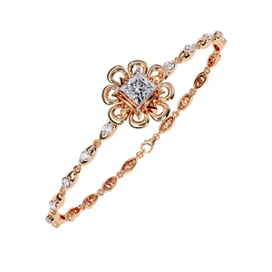 Pulsera de Oro Rosa con Diamante Cultivado en Laboratorio, Corte Esmeralda, Engaste de Garra, Cadena Clásica Unisex, Joyería para Regalo de Boda - Product Image 1