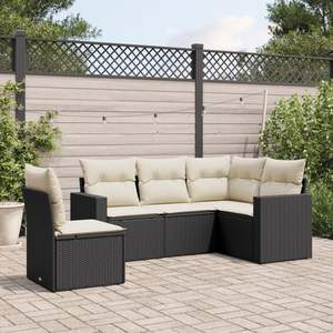 Conjunto de Sofás Grandes para Jardín en Ratán PE Negro con Acero con Recubrimiento en Polvo, Muebles de Exterior Premium - Product Image 1