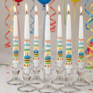 Velas de Cumpleaños Personalizadas con Estampado de Pastel Colorido – Set de Celebración con Nombre Personalizado - Product Image 2