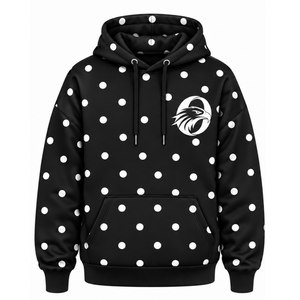 <b>Black</b> White Polka Dot <b>Women</b> Pullover Hoodie Casual <b>Fleece</b> Hooded Sweatshirt Long Sleeve Drawstring Kangaroo Pocket Streetwear - Product Image 1