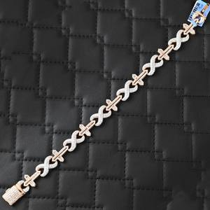 Dvars Diamond <b>Infinity</b> Cross Moissanite VVS D Color Two-Tone <b>Rose</b> Gold Solid 925 Sterling Silver Women's Iced Chain Bracelet - Product Image 6