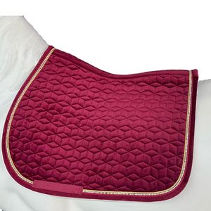 Polyester Velvet Horse Saddle Pad Diamond & V Chevron Quilted Rhinestone <b>Trim</b> Durable Luxury Equine <b>Cushion</b> for Riding Show - Product Image 2