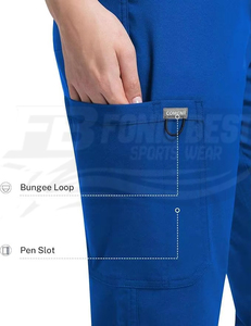 Conjunto de Uniforme Médico Azul Marino para Mujer con Cuello en V y Pantalones con Cordón, Uniformes de Hospital, Tela de Algodón y Poliéster, Diseño Personalizado - Product Image 6