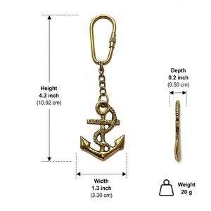 Porte-clés en laiton SHUBHAM, finition polie, fait main, avec pendentif crochet de bateau, idéal pour cadeau et accessoire de sac - Product Image 4