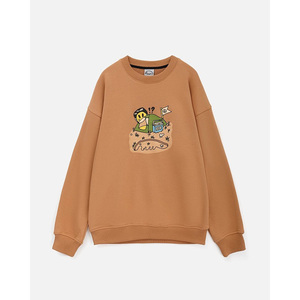 Sweat-shirt ample à col rond pour hommes, imprimé de dessins animés, manches longues, haut décontracté marron - Product Image 5