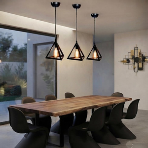 Lampe suspendue murale décorative de forme triangulaire de qualité supérieure, vintage, noire, avec revêtement, pour montage mural ou au plafond - Product Image 4