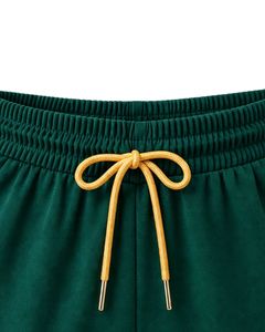 Shorts de sport pour femmes vert foncé et jaune, séchage rapide, respirant, pour la gym, le fitness, décontracté, été, taille élastique, vêtements de sport - Product Image 4